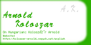 arnold koloszar business card